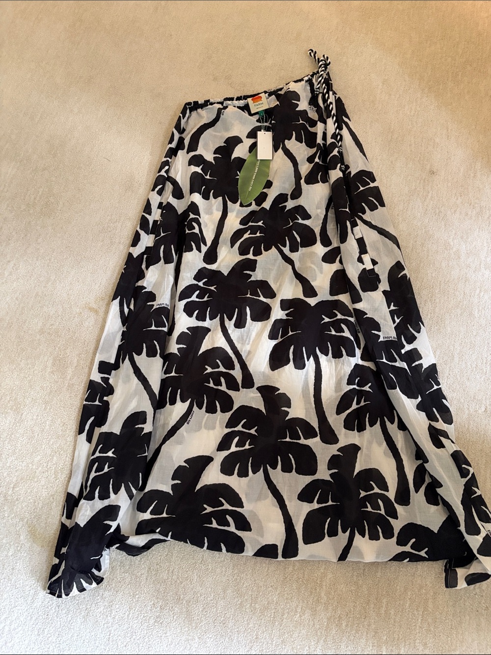 FARM Rio Black & White Palm-Print Swim Cover-Up